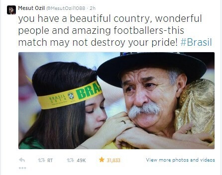tweet about Brazilian World Cup loss