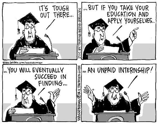 unpaid internship in college cartoon